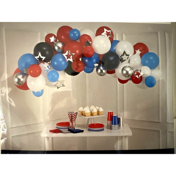 BALLOON GARLAND KIT 65 pc RED, WHITE & BLUE PARTY 6 ft JULY 4th INDEPENDENCE DAY - Picture 2 of 6